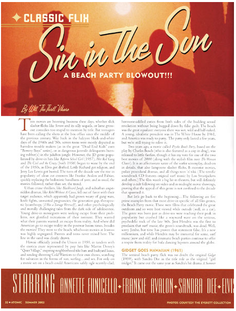 ATOMIC MAGAZINE – SIN IN THE SUN ARTICLE