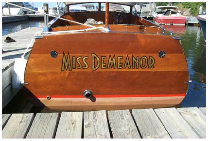 Miss Demeanor Boat Lettering